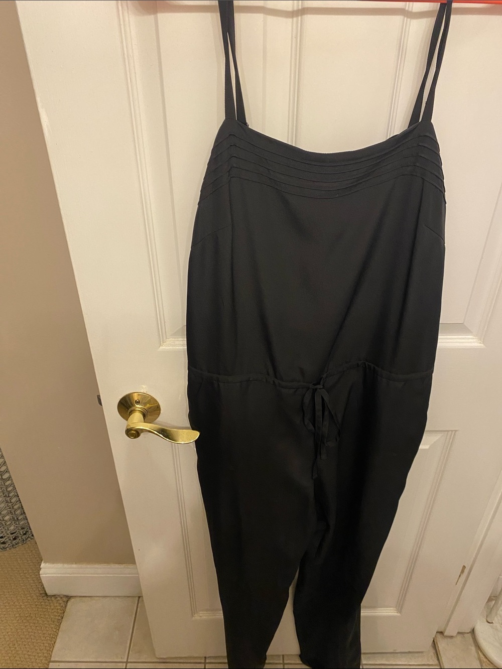 LOFT Black Sleeveless Jumpsuit with Drawstring Waist